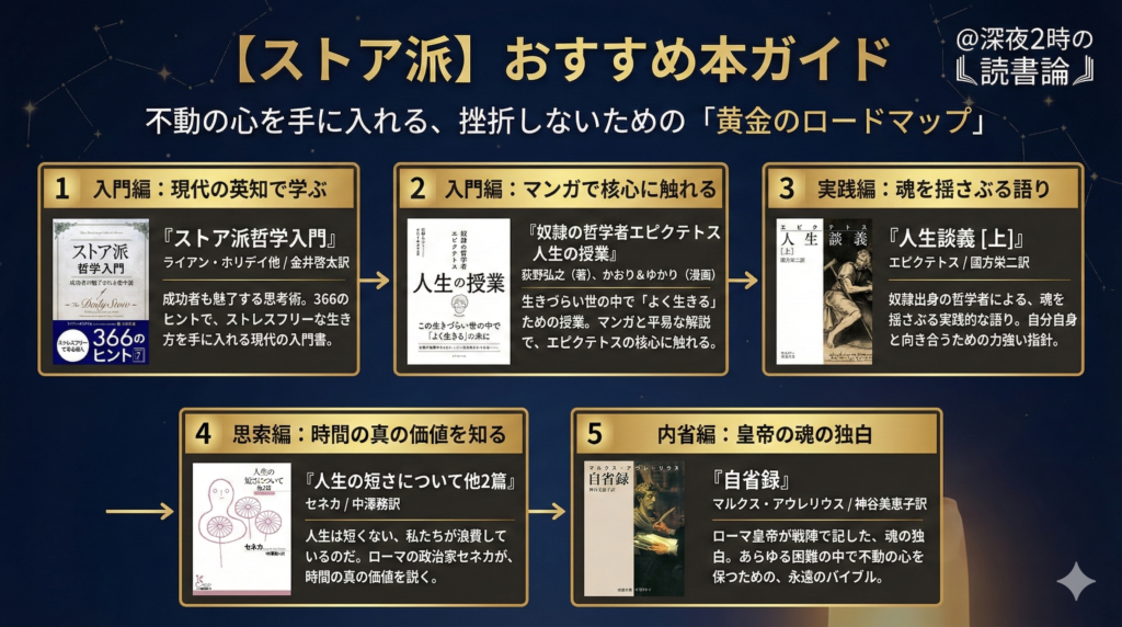 ストア派を学ぶための「挫折しない黄金の読書ロードマップ」