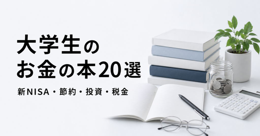 大学生向けのお金の本20冊を新NISA・節約・投資・税金から紹介する記事のアイキャッチ