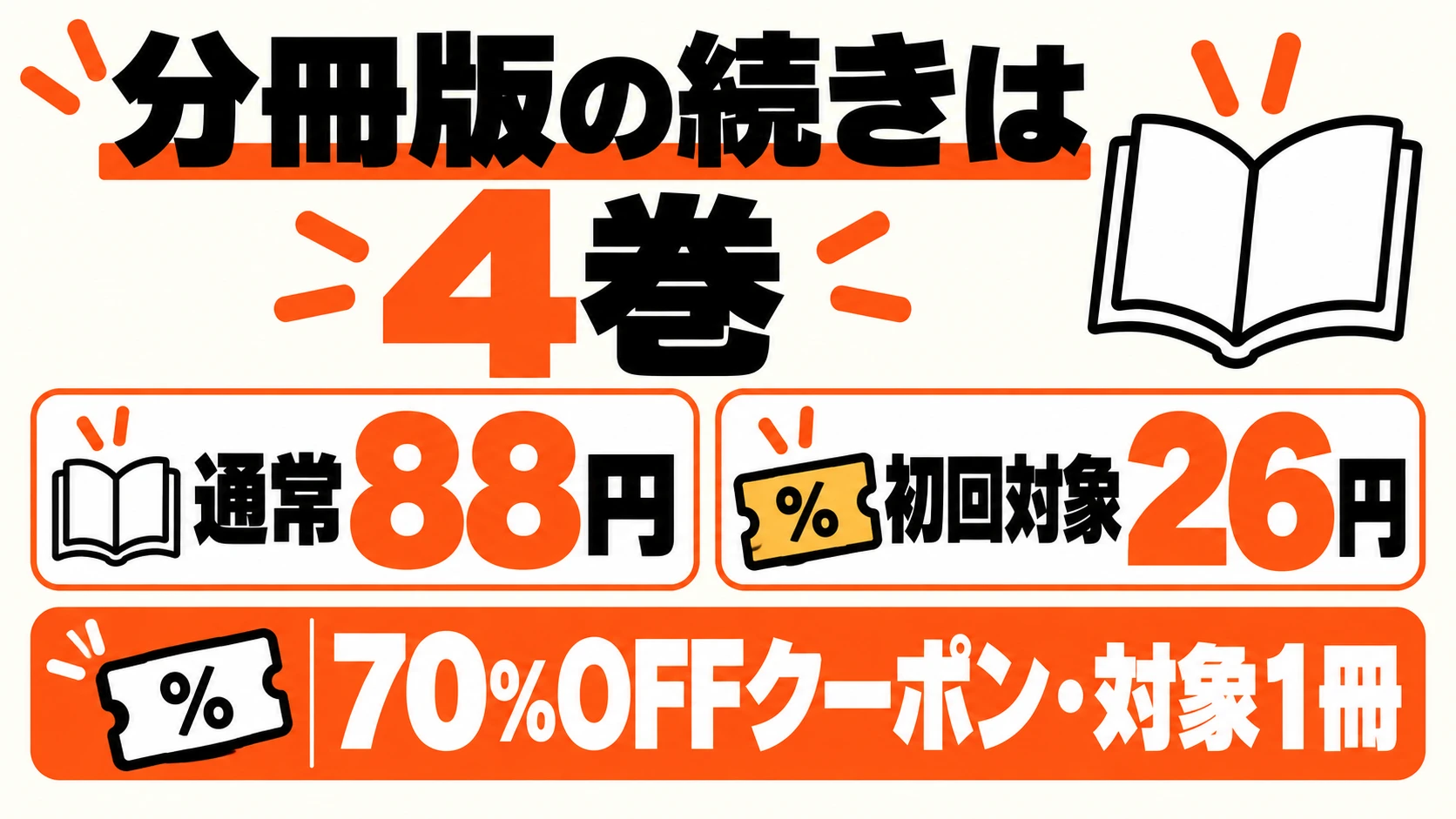 分冊版4巻は通常88円、初回対象クーポンで26円