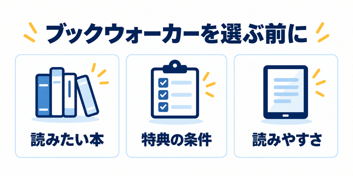 ブックウォーカーを選ぶ前に読みたい本・特典の条件・読みやすさを確認