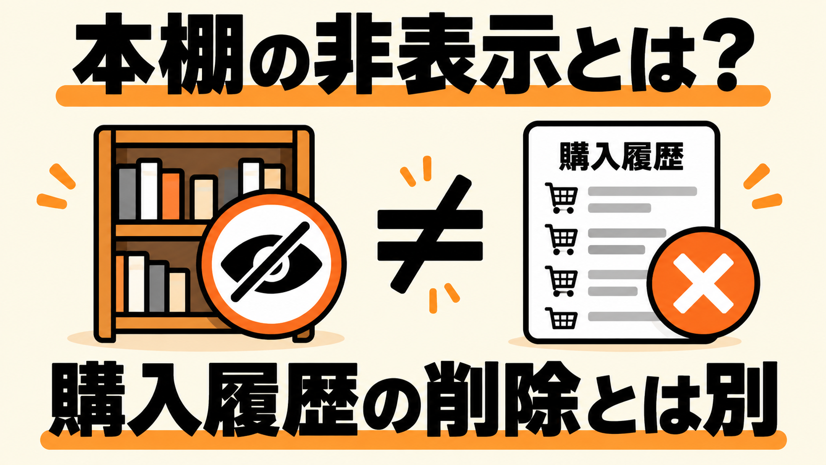 本棚の非表示と購入履歴の削除は別