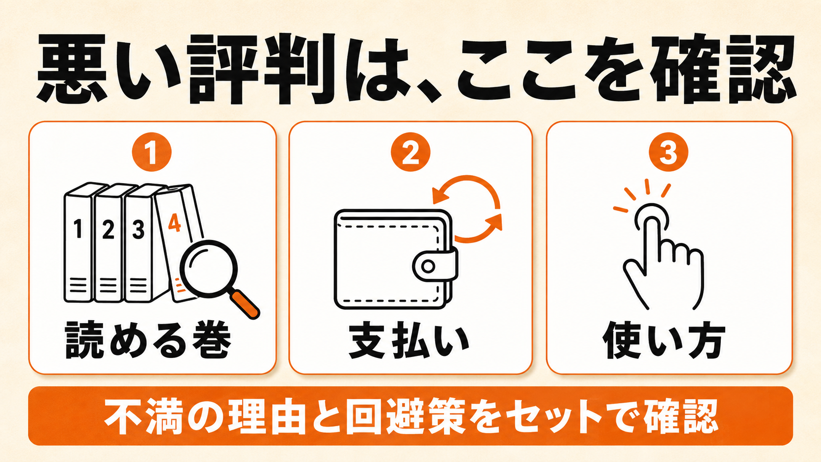 悪い評判を読める巻、支払い、使い方から確認する図解