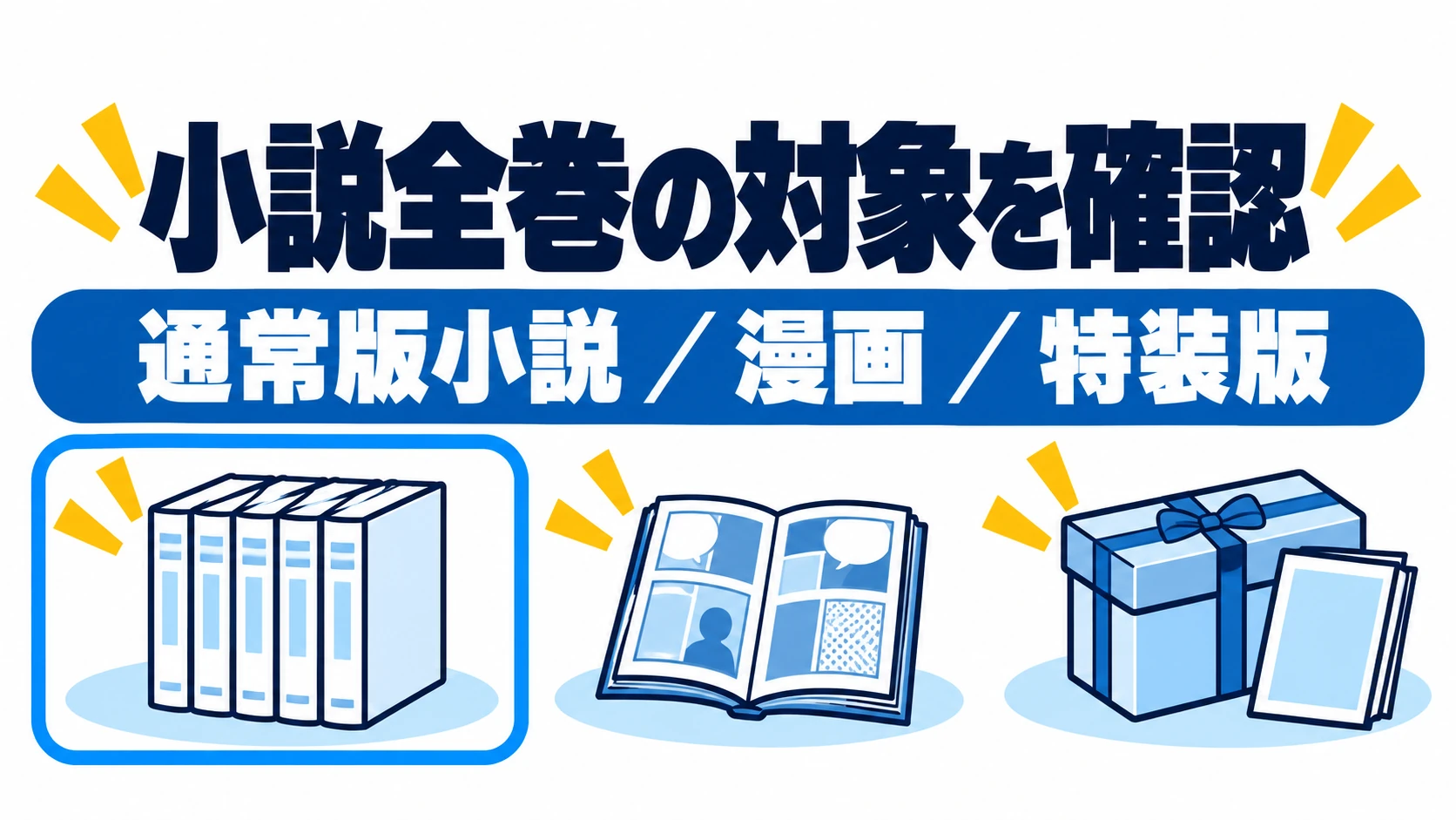 通常版小説・漫画・特装版の対象範囲
